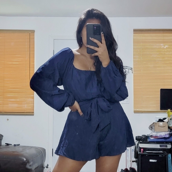 IN THE COSMOS NAVY BLUE TIE BACK ROMPER - Picture 3 of 16